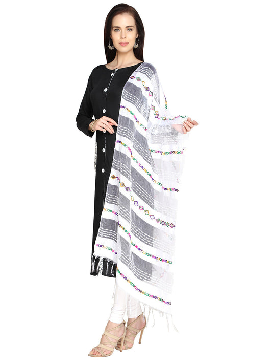Organza Mirrorwork & Emroidered Dupatta - Dupatta Bazaar