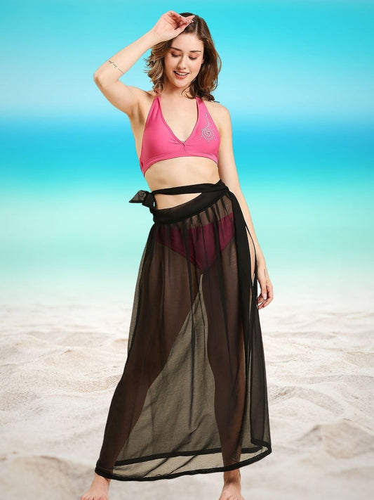 Black Chiffon Wrap Around Skirt Sarong