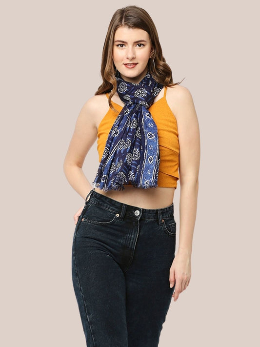 Blue & White Indigo Printed Cotton Stole