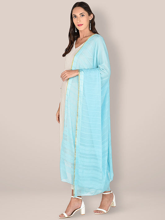 Sky Blue Pure Chiffon Dupatta. freeshipping - Dupatta Bazaar