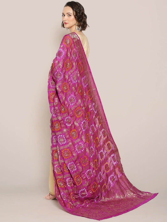 Purple Gharchola Bandhini dupatta