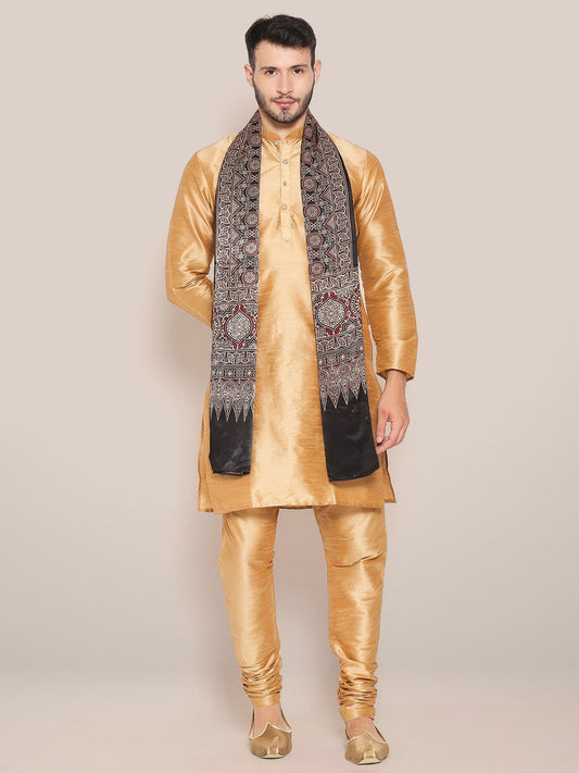 Men's Black Ajrakh Stole freeshipping - Dupatta Bazaar