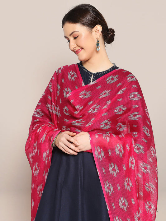 Digital Printed Rani Pink Kota Doria Dupatta freeshipping - Dupatta Bazaar