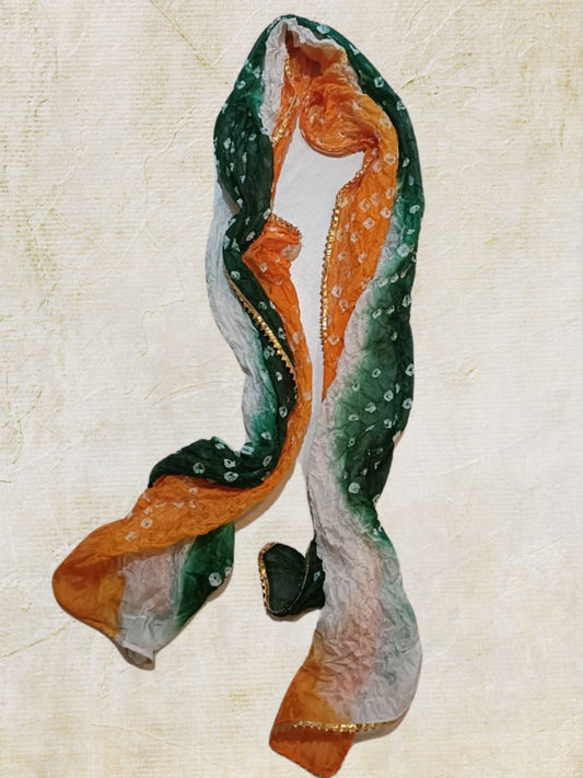 Tri Colour/Tiranga Bandhini Stole/Scarf for Women & Men