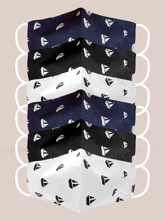 Reusable Printed Fashion Cotton 2 Layer Face Mask (Pack of 6) freeshipping - Dupatta Bazaar