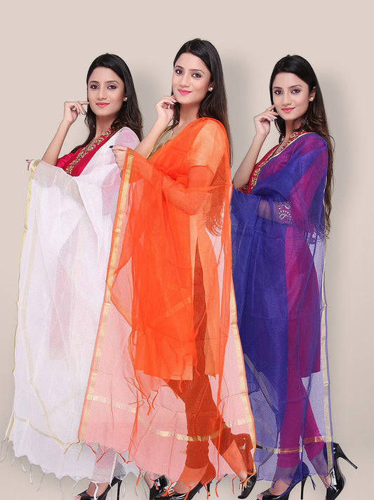 Combo of 3 Silk Dupattas freeshipping - Dupatta Bazaar