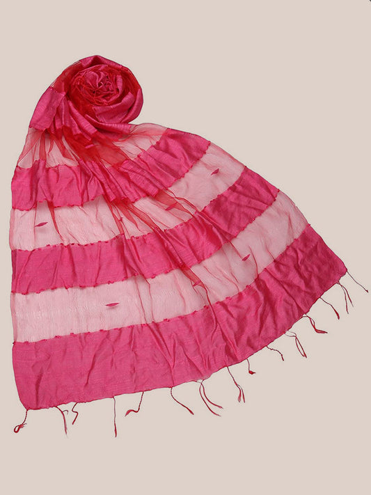 Pink Stripped Cotton Dupatta freeshipping - Dupatta Bazaar