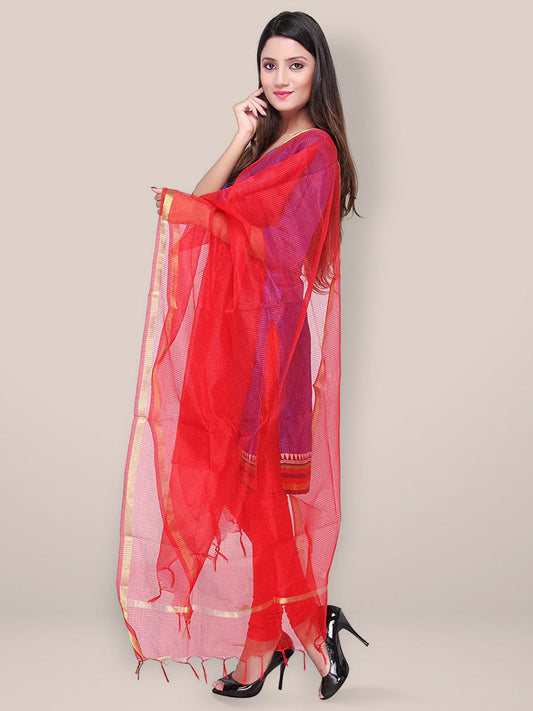 Red Blended Silk Dupatta freeshipping - Dupatta Bazaar