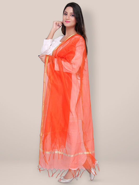 Orange Silk Dupatta freeshipping - Dupatta Bazaar