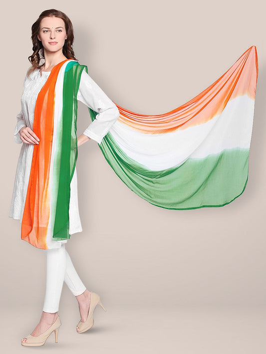 Republic Day Tiranga Tri Colour Chiffon Dupatta freeshipping - Dupatta Bazaar