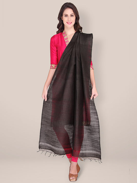 Black Silk Solid Dupatta - Dupatta Bazaar