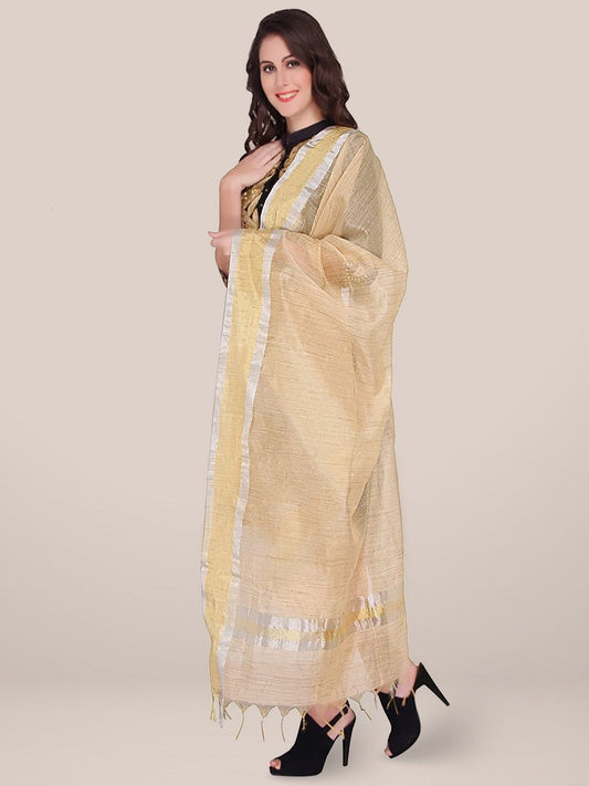 Gold Blended Silk Boarded Dupatta - Dupatta Bazaar
