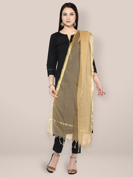 Gold Art Silk Dupatta freeshipping - Dupatta Bazaar