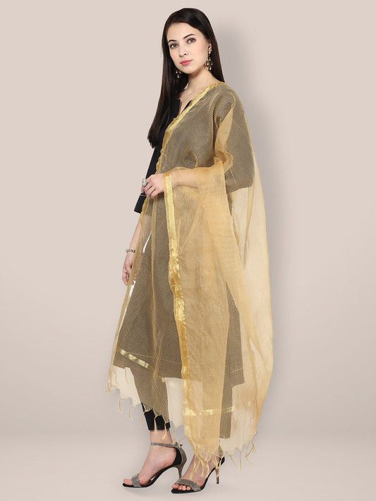 Gold Art Silk Dupatta freeshipping - Dupatta Bazaar