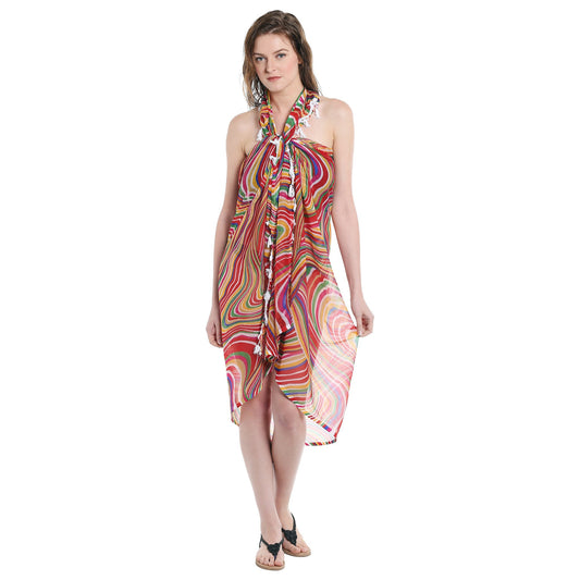 Dupatta Bazaar Women's Printed Chiffon Sarong & Beach Cover up - Dupatta Bazaar