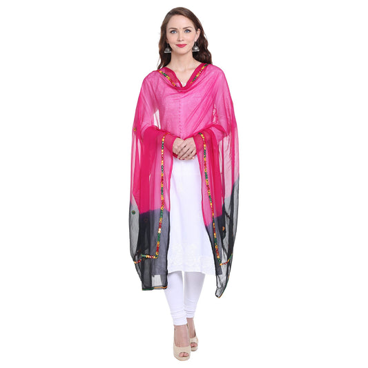 Dupatta Bazaar Women's Shaded Mirror Work Chifffon Dupatta - Dupatta Bazaar