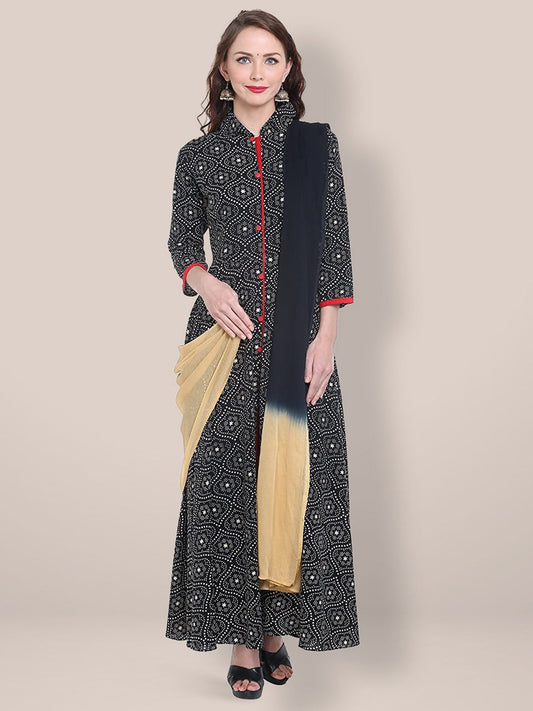 Dupatta Bazaar Women's Beige and Black Chiffon Dupatta. freeshipping - Dupatta Bazaar