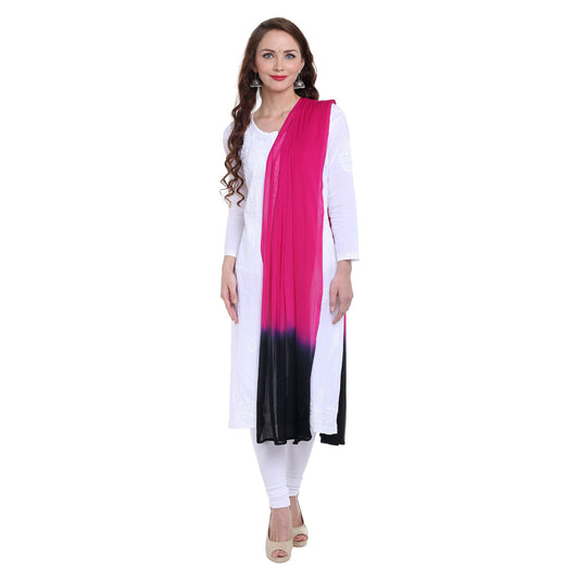 Dupatta Bazaar Women's Pink and Black Chiffon Dupatta. - Dupatta Bazaar