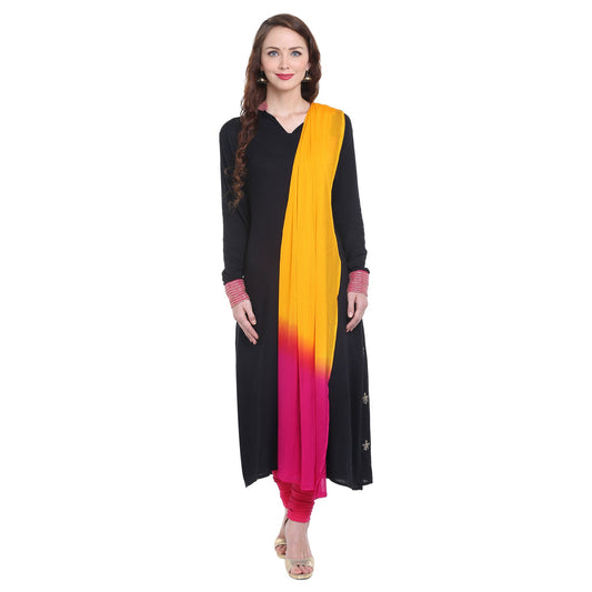 Dupatta Bazaar Women's Yellow & Pink Chiffon Dupatta. - Dupatta Bazaar