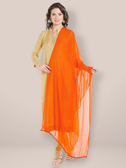 Orange Chiffon Dupatta with Beaded Lace freeshipping - Dupatta Bazaar