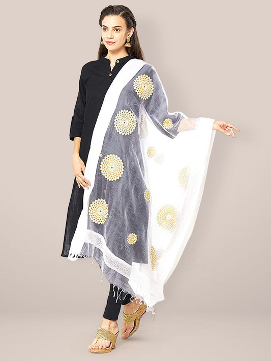 White Organza Dupatta with Embroidery. freeshipping - Dupatta Bazaar