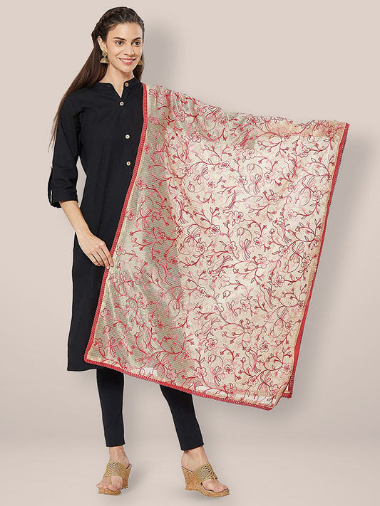 Pink & Gold Embroidered Dupatta freeshipping - Dupatta Bazaar