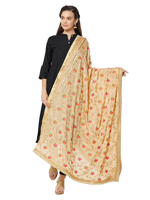 Dupatta Bazaar Woman's Crepe Silk Dupatta with Embroidery. - Dupatta Bazaar