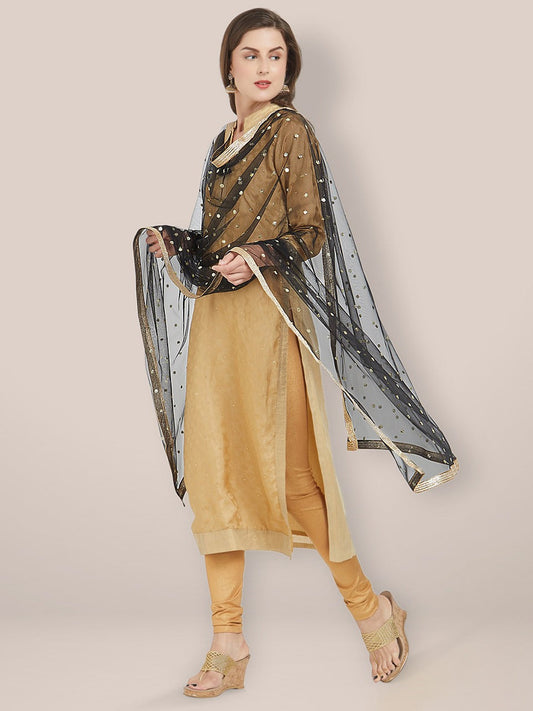 Embellished Black Net Dupatta freeshipping - Dupatta Bazaar