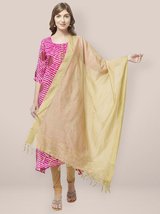 Gold Cotton Silk Dupatta with Gold Border. freeshipping - Dupatta Bazaar