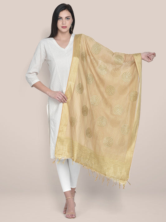 Dupatta Bazaar Woman's Embroidered Gold Blended Silk dupatta freeshipping - Dupatta Bazaar