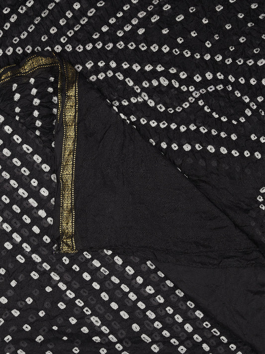 Dupatta Bazaar Woman's Black Bandhini Silk Dupatta - Dupatta Bazaar