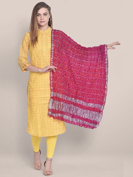 Pink Bandhini Silk Dupatta freeshipping - Dupatta Bazaar