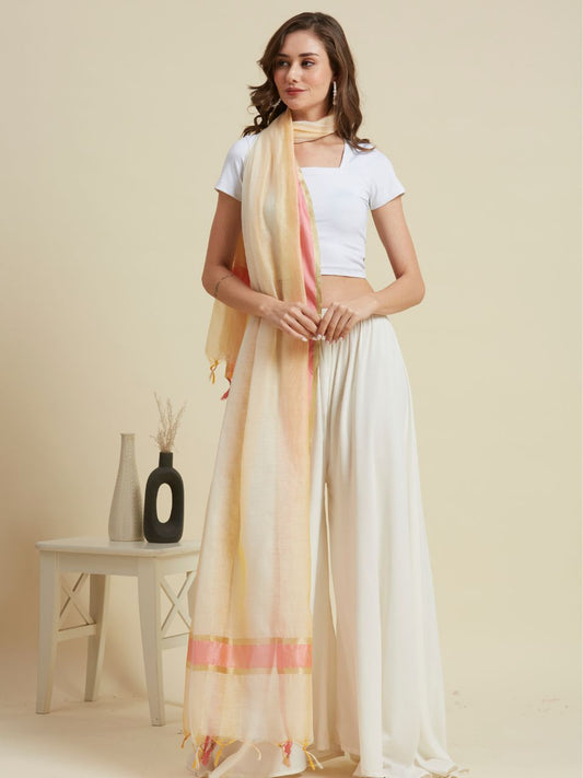 Multi Striped Rainbow Banarasi Chanderi Silk Dupatta
