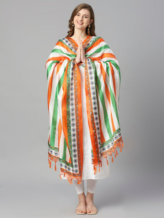 Tri Colour/Tiranga Printed Silk Dupatta