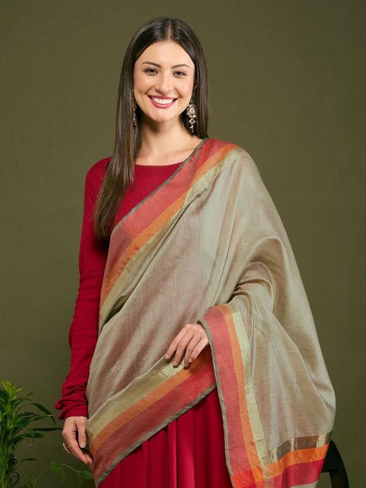 Champagne Gold Chanderi Silk Dupatta with