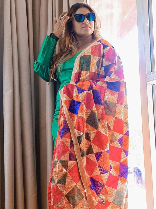 Multicolour Chiffon Phulkari Dupatta