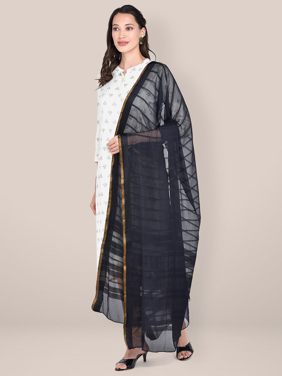 Black Pure Chiffon Dupatta freeshipping - Dupatta Bazaar