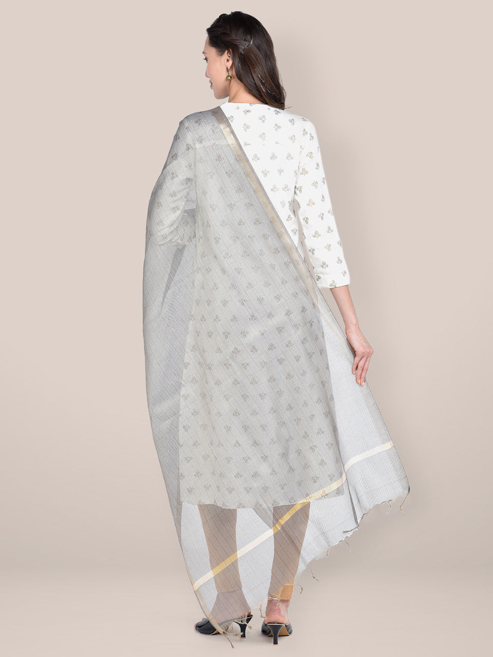 Blended Silk Dupatta in Silver Grey freeshipping - Dupatta Bazaar