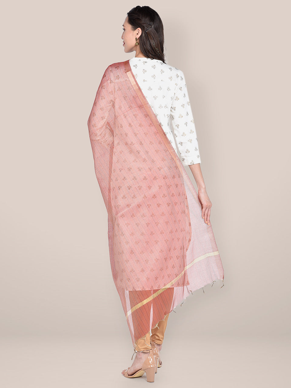Blended Silk Dupatta in Soft Red freeshipping - Dupatta Bazaar
