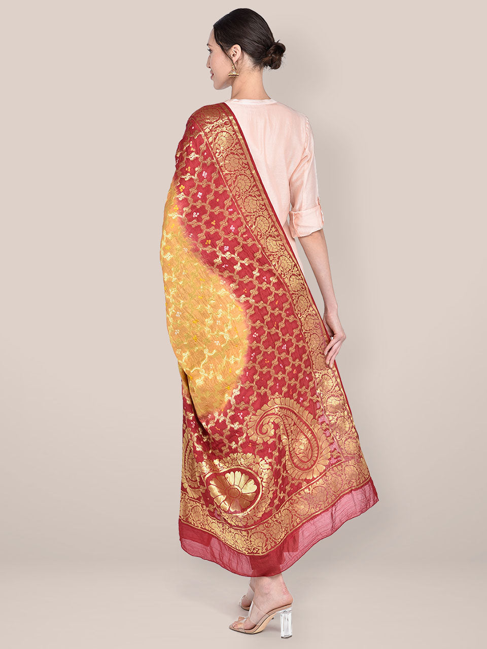Banarasi Bandhej Gharchola Silk Dupatta freeshipping - Dupatta Bazaar