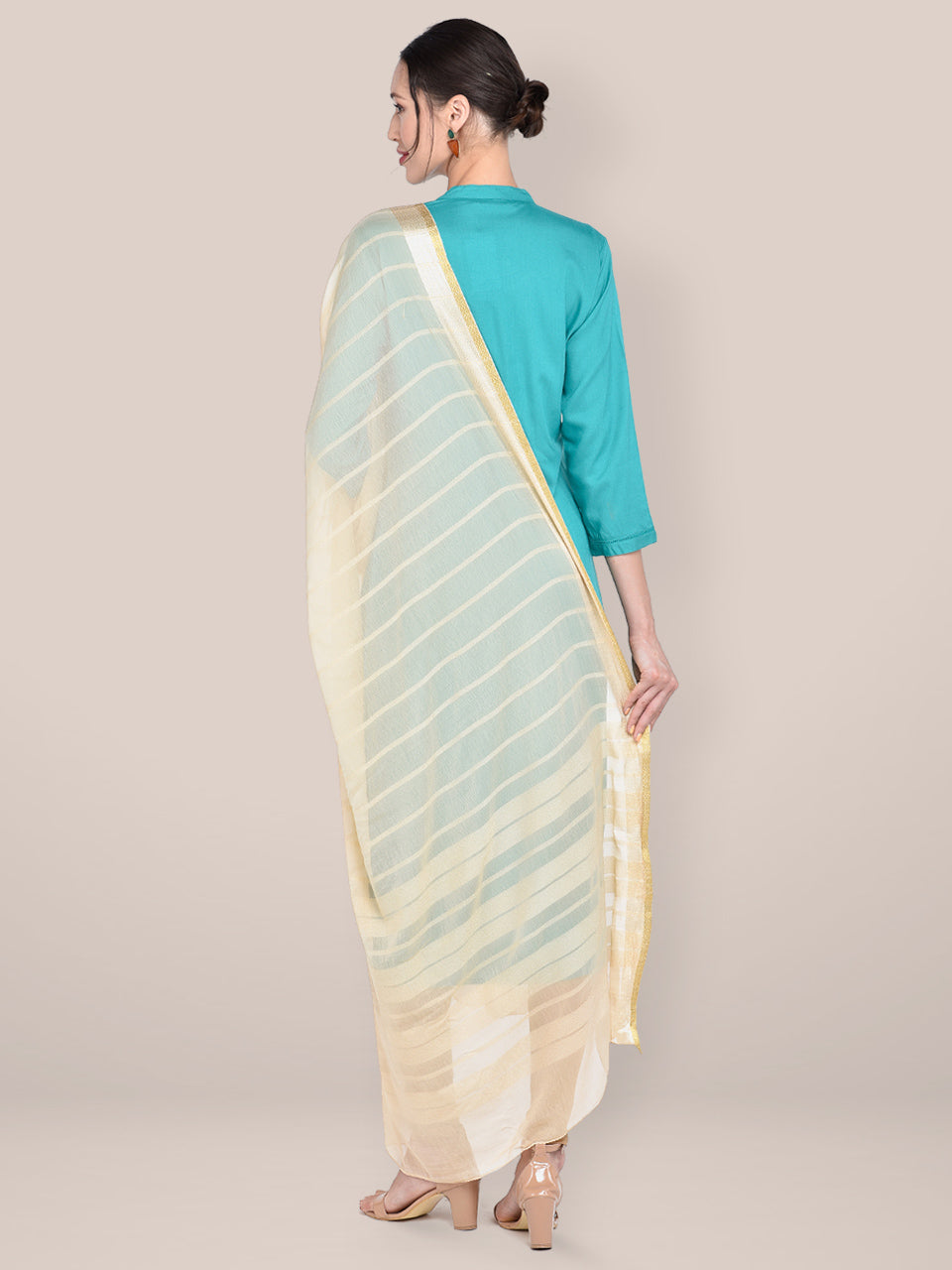 Beige Pure Chiffon Dupatta freeshipping - Dupatta Bazaar