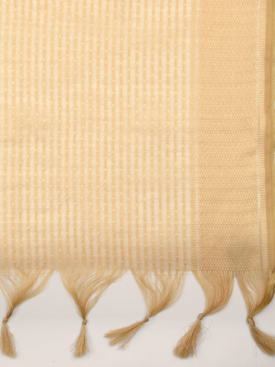 Woven Gold & White Striped Cotton Chanderi Dupatta freeshipping - Dupatta Bazaar