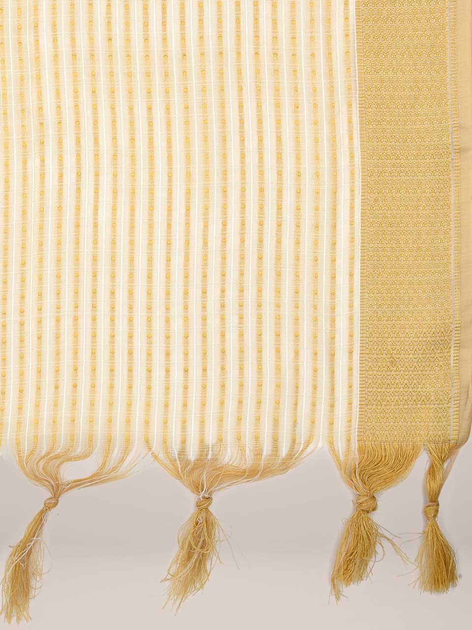 Woven Gold Checkered Cotton Chanderi Dupatta freeshipping - Dupatta Bazaar