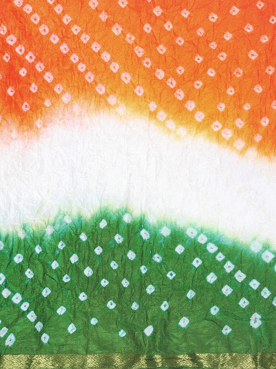 Tri Colour Tiranga Bandhini Silk Dupatta Stole 2meters(Independence Day/Republic Day) freeshipping - Dupatta Bazaar