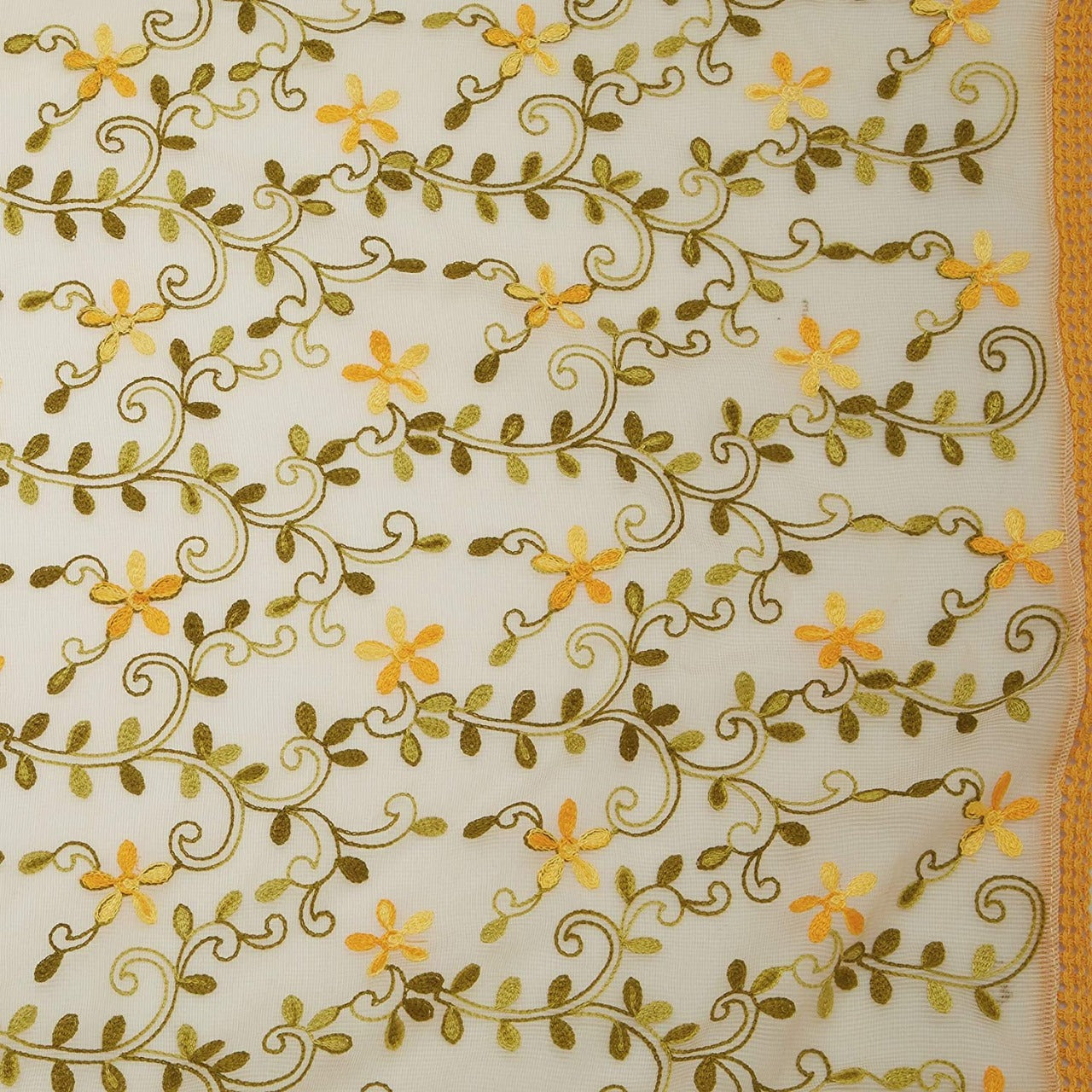 Yellow floral Embroidered Dupatta freeshipping - Dupatta Bazaar