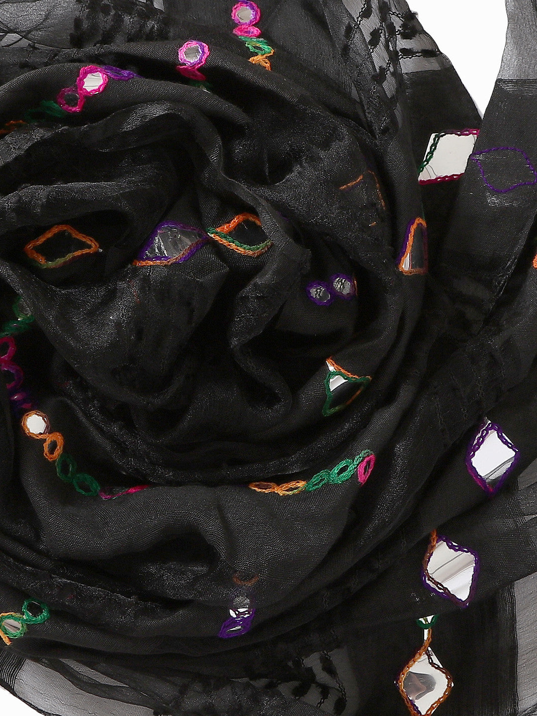 Organza Mirrorwork & Emroidered Dupatta - Dupatta Bazaar