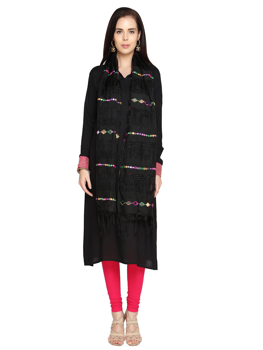 Organza Mirrorwork & Emroidered Dupatta - Dupatta Bazaar