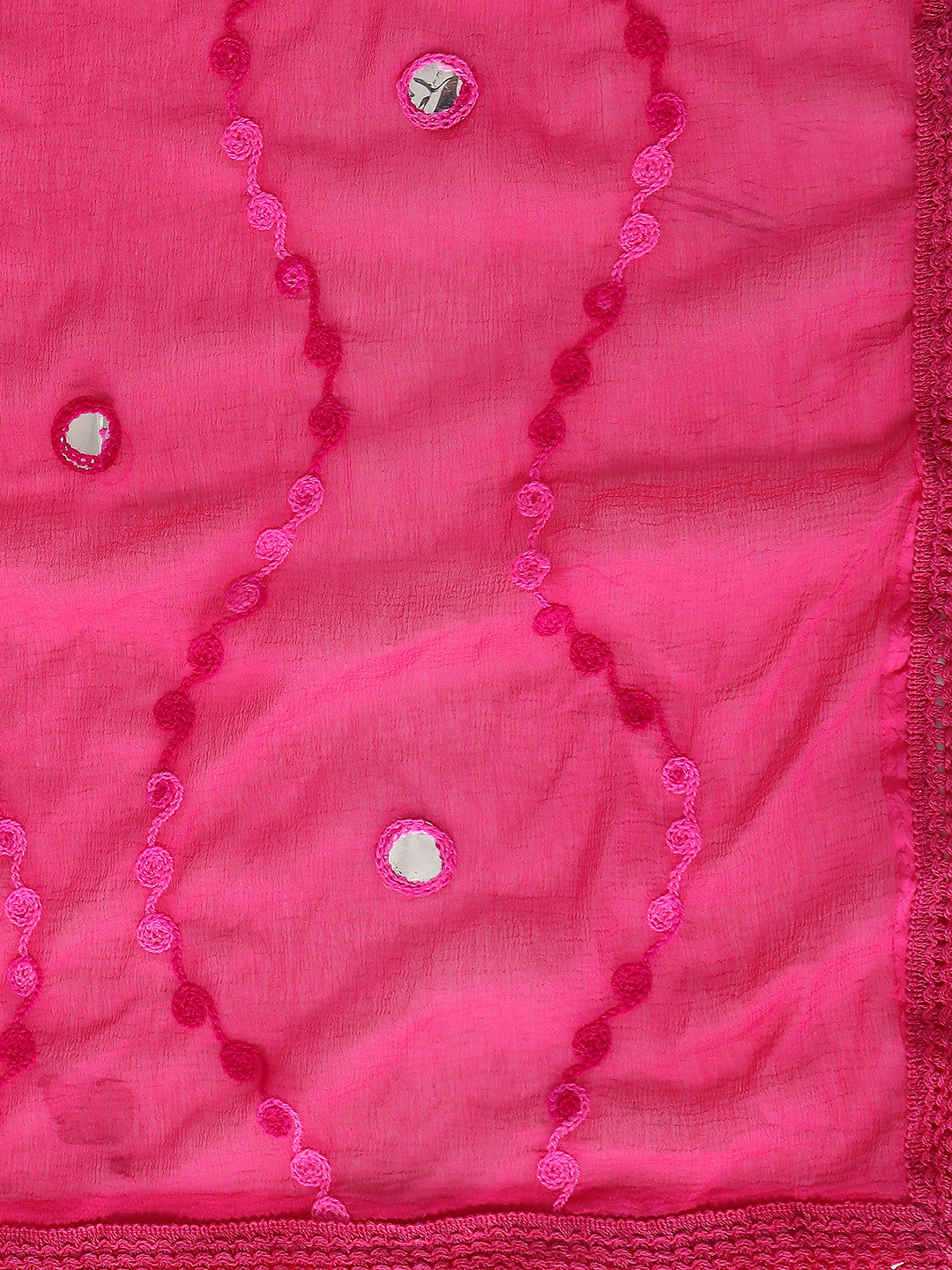 Pink Chiffon Emroidered Dupatta - Dupatta Bazaar