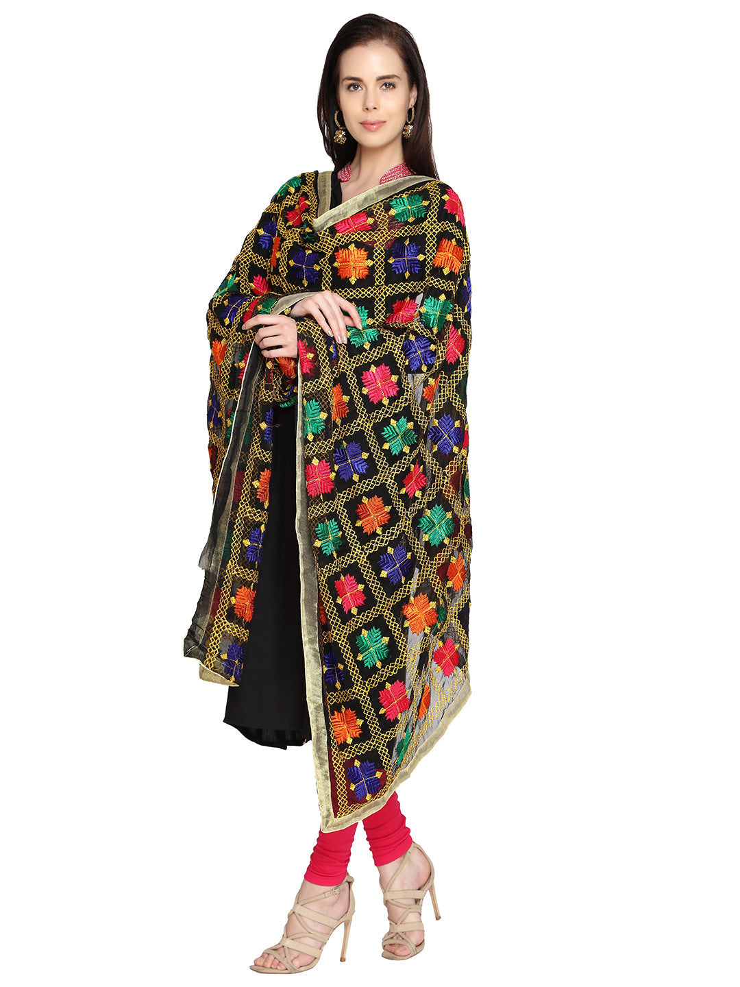 Punjabi Phulkari Embroidery Chiffon - Dupatta Bazaar