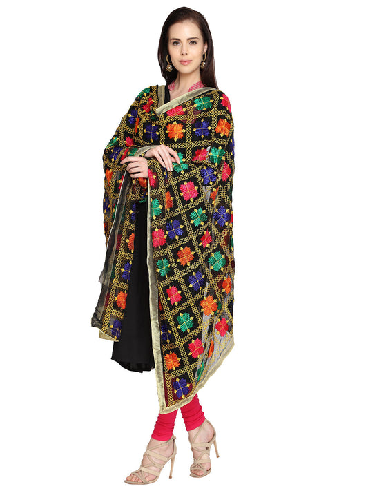 Punjabi Phulkari Embroidery Chiffon - Dupatta Bazaar